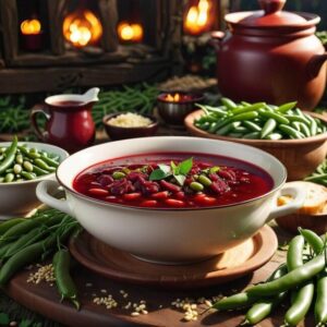 Barszcz ukraiński z fasolą regionalna kuchnia Ukrainy
