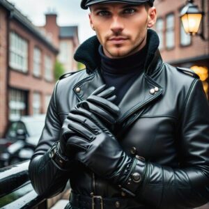 Luksusowe rękawiczki skórzane męskie czarne