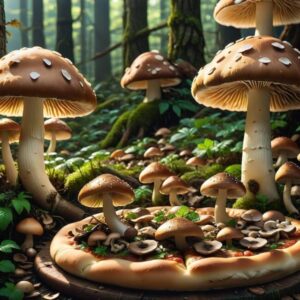 Pieczarki w sosie pomidorowym na pizzy