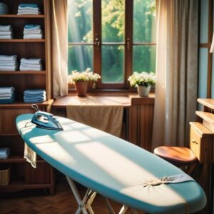 Skuteczne schowanie deski do prasowania w szafie