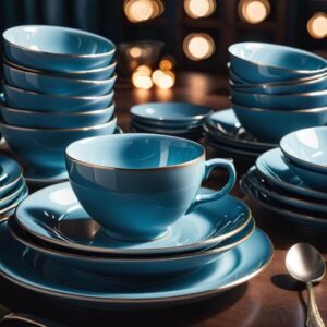 Stylowa zastawa stołowa w kolorze niebieskim