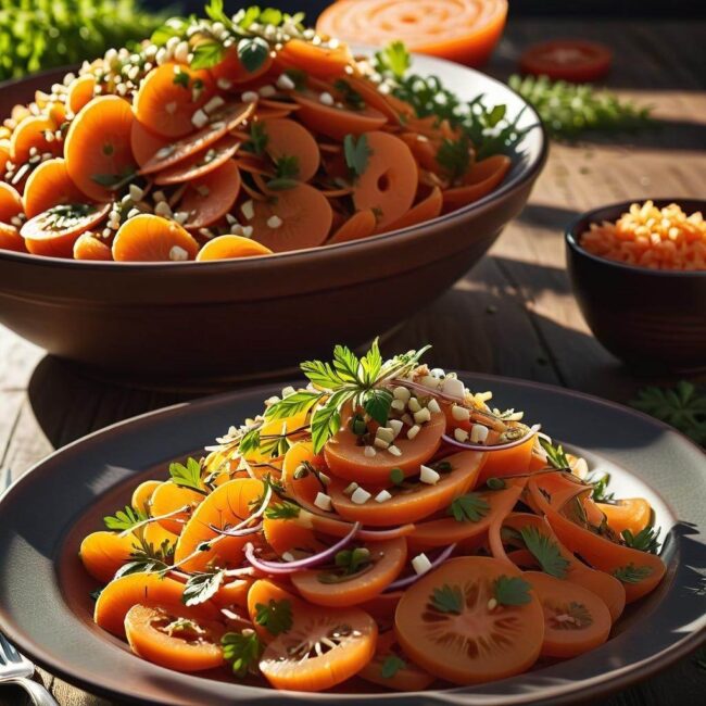 Szybka sałatka z ostrym dressingiem z marchwi