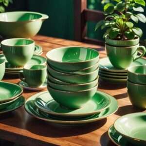Zastawa stołowa w odcieniach zieleni